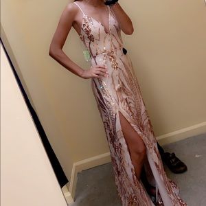 rose gold sparkly dress